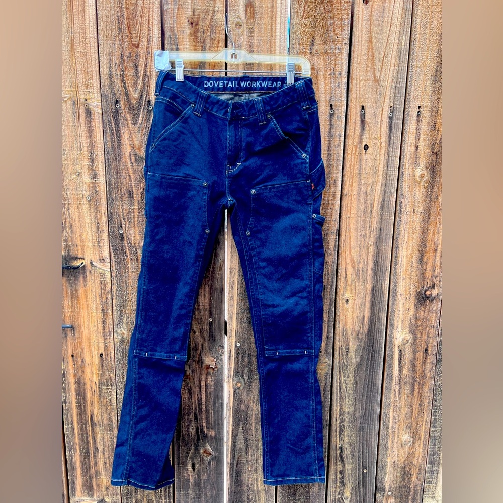 Dovetail Workwear The Maven Double Knee Jeans Blue Slim Fit Women's 6